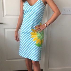 Lilly Pulitzer Striped Aqua Sunflower dress